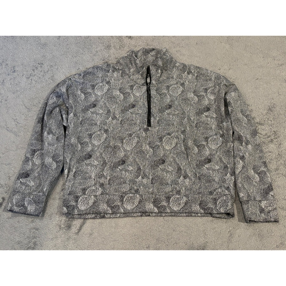 Kyodan Outdoor Womens XL Quarter Zip Pullover Grey Abstract Print Activewear Top